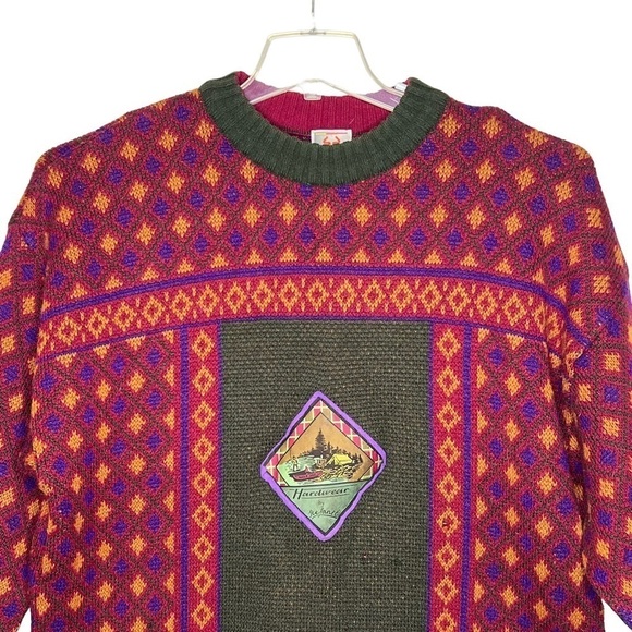 VTG Stefanel Camping Crew Neck Sweater Wool Size XL Outdoors Gopcore Fishing - Picture 5 of 14